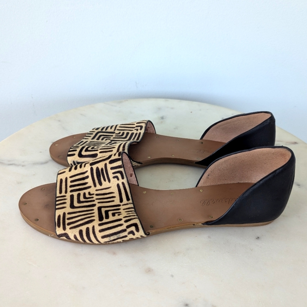 Madewell Thea Geometric Printed Calf Hair Leather Open Toe Flats - Picture 9 of 11